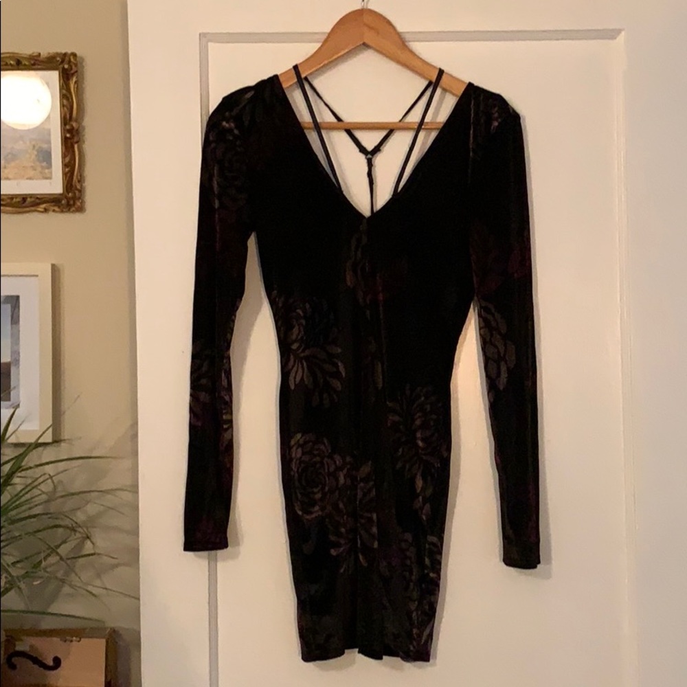 FP Velvet bodycon strappy flower dress